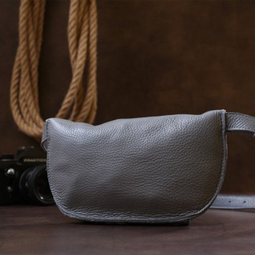 Сумка Shvigel Бананка з натуральної шкіри Сіра (16379)