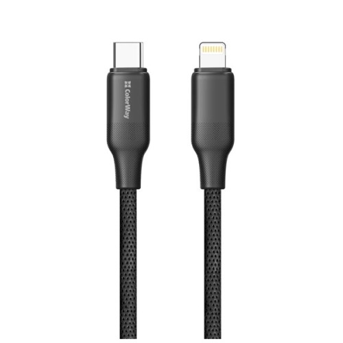 Дата кабель USB-C to Lightning 1.0m PD30W TPE embossed black ColorWay (CW-CBPDCL101-BK)