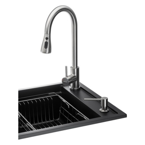 Мийка кухонна GRANADO Basic Estella black (+ змішувач Campo LUX inox + дозатор Redondo inox + кошик + (ksg0101)