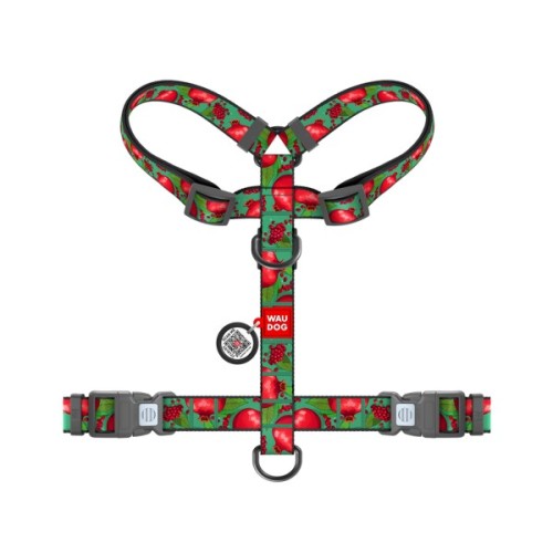 Шлея для собак WAUDOG H-подібна анатомічна Nylon з QR адресником "Гранати" пластиковий фастекс S (343-4052)