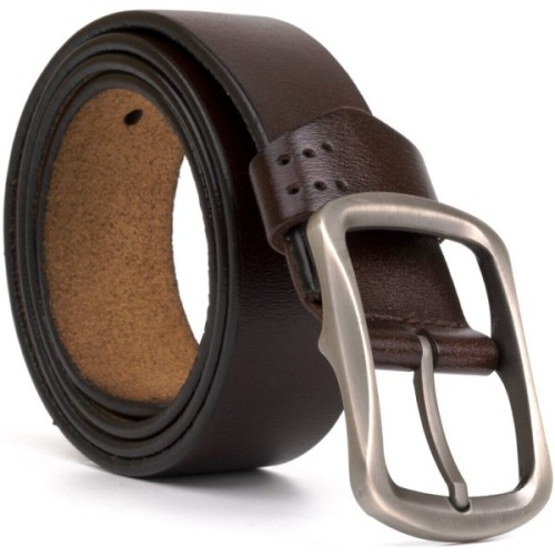 Ремінь Vintage Шкіряний з закругленою класичною пряжкою Коричневий (20230)