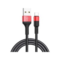 Дата кабель USB 2.0 AM to USB-C 1.0m 2A 18W nylon X26 black+red HOCO (6957531080251)