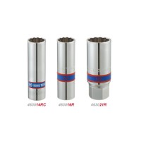 Торцева головка KING TONY 1/2" свічкова 21 мм 12-гранна з гумою (463021R)