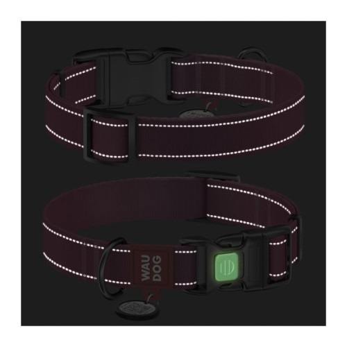 Нашийник для тварин WAUDOG Nylon Mono з QR паспортом, пластиковий фастекс XL рожевий (52167)