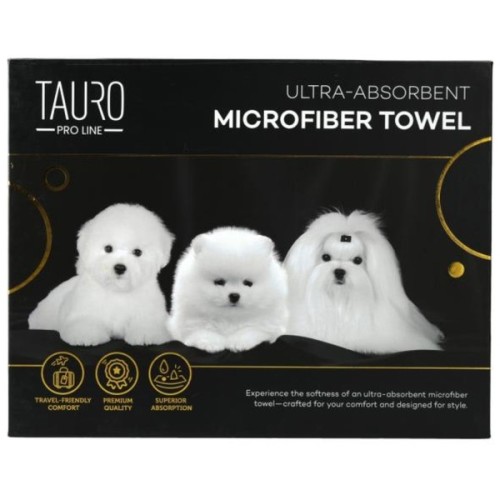 Рушник для тварин Tauro Pro Line з мікрофібри високопоглинаючий з померанським шпіцом, мальтійською болонкою та бішоном фрізе 80 (TPLRAN70317)