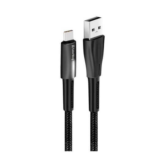 Дата кабель USB 2.0 AM to USB-C 1.0m zinc alloy + led black ColorWay (CW-CBUC035-BK)