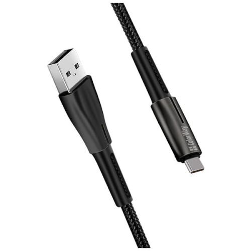 Дата кабель USB 2.0 AM to USB-C 1.0m zinc alloy + led black ColorWay (CW-CBUC035-BK)
