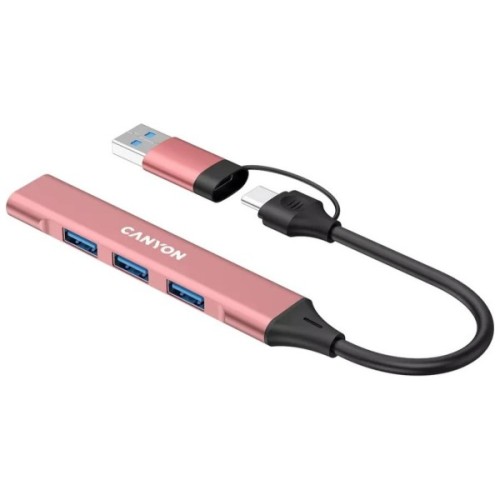 Концентратор Canyon hub DS-02 4in1 USB-A/C Pink (CNS-TDS02P)