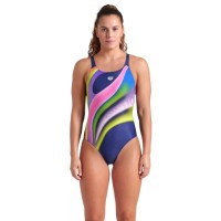 Купальник Arena Water Fluids Swimsuit Swim Pro 008837-570 Темно-синій/Рожевий/Салатовий 38 (3468337533283)