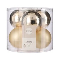 Ялинкова іграшка House Of Seasons Скляні кульки 6 шт D8 см Шампань (8718861800395)