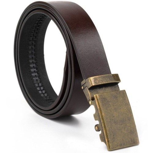Ремінь Vintage Чоловічий з латунною пряжкою автомат Коричневий (20264)