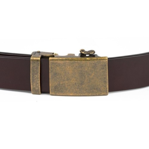 Ремінь Vintage Чоловічий з латунною пряжкою автомат Коричневий (20264)