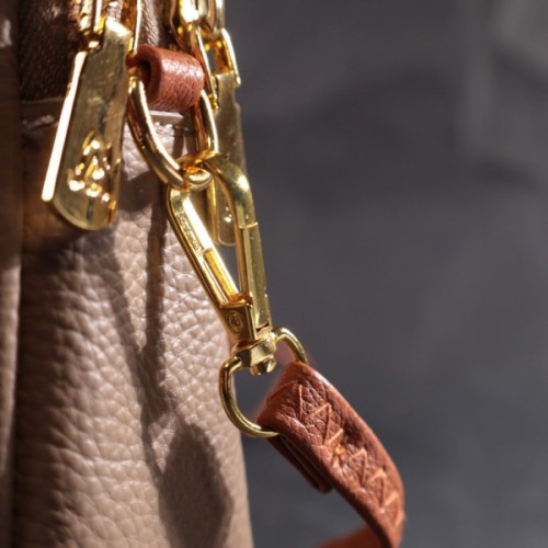 Сумка Vintage Трапеція жіноча з натуральної шкіри Бежева (22271)