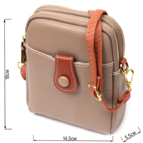 Сумка Vintage Трапеція жіноча з натуральної шкіри Бежева (22271)