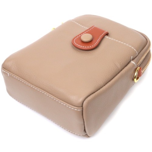 Сумка Vintage Трапеція жіноча з натуральної шкіри Бежева (22271)