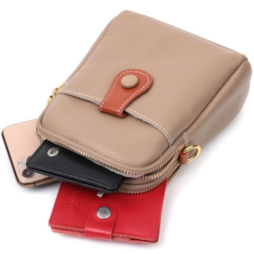 Сумка Vintage Трапеція жіноча з натуральної шкіри Бежева (22271)