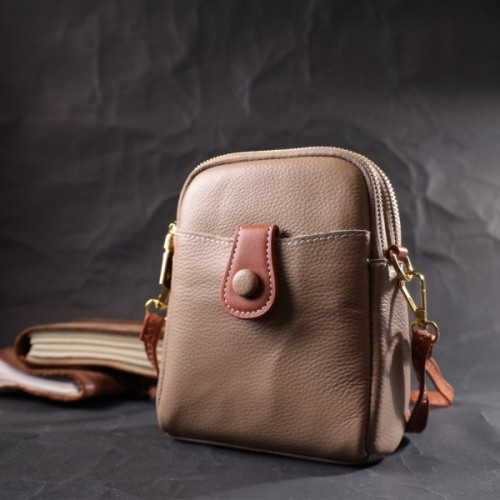 Сумка Vintage Трапеція жіноча з натуральної шкіри Бежева (22271)