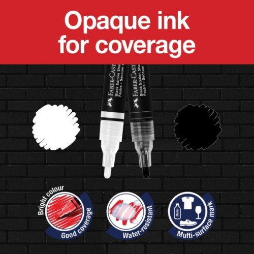 Набір маркерів Faber-Castell акриловий двобічний Black Edition Shake & Paint Acrylic Marker, 2 кольори чорний+білий (33104)