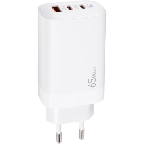 Зарядний пристрій XoKo 2xUSB-C PD65W + 1xUSB QC3.0 GaN white (XK-QC-630)