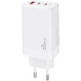 Зарядний пристрій XoKo 2xUSB-C PD65W + 1xUSB QC3.0 GaN white (XK-QC-630)