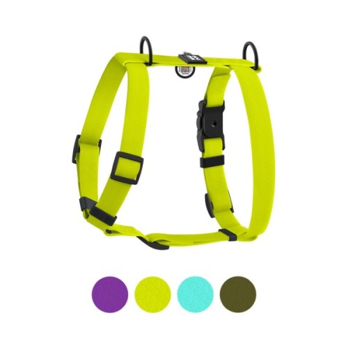 Шлея для собак WAUDOG Magnet анатомічна Н-подібна з QR-паспортом, магнітна пряжка-фастекс М лимонна (262326)