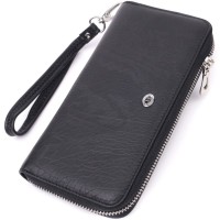 Гаманець ST Leather З натуральної шкіри Чорний (22562)