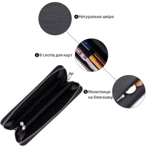 Гаманець ST Leather З натуральної шкіри Чорний (22562)