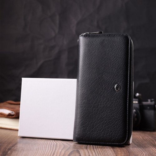 Гаманець ST Leather З натуральної шкіри Чорний (22562)