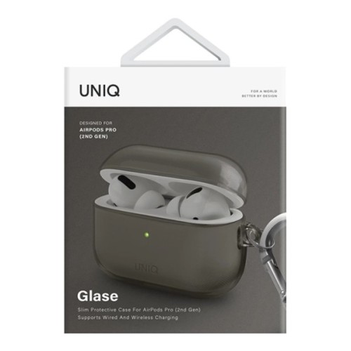 Чохол для навушників Uniq Glase AirPods Pro 2 gen Glossy Smoke (8886463683590)