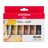 Акрилові фарби Royal Talens AMSTERDAM METALLIC, 6*20 мл (8712079451110)