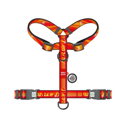 Шлея для собак WAUDOG Nylon H-подібна з QR-паспортом "Флеш Лого", світловідбивна М (344-1083)
