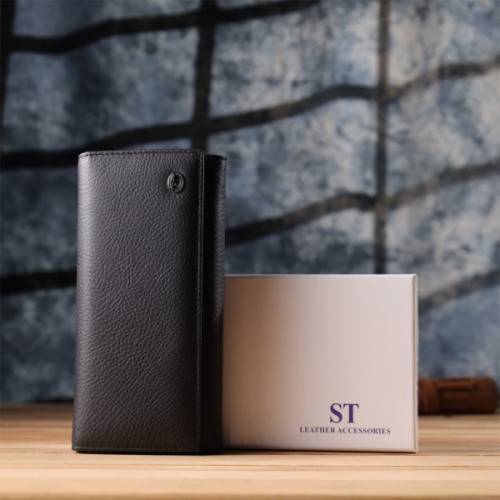 Гаманець ST Leather З натуральної шкіри Чорний (23097)