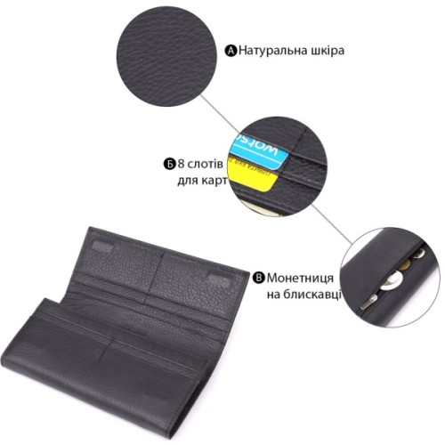 Гаманець ST Leather З натуральної шкіри Чорний (23097)