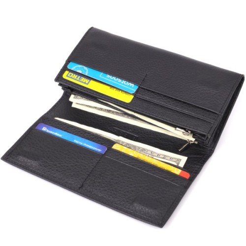 Гаманець ST Leather З натуральної шкіри Чорний (23097)