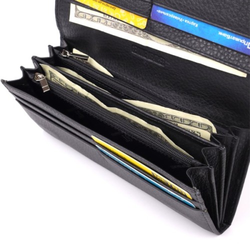 Гаманець ST Leather З натуральної шкіри Чорний (23097)