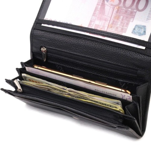 Портмоне Canpellini З натуральної шкіри Чорне (21529)