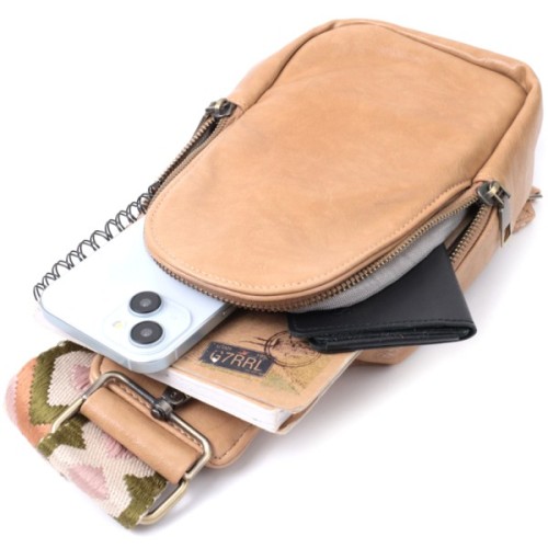 Сумка Vintage З екошкіри Світло-коричнева (22790)