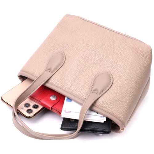 Сумка Vintage Жіноча з двома ручками з натуральної шкіри Бежева (22283)