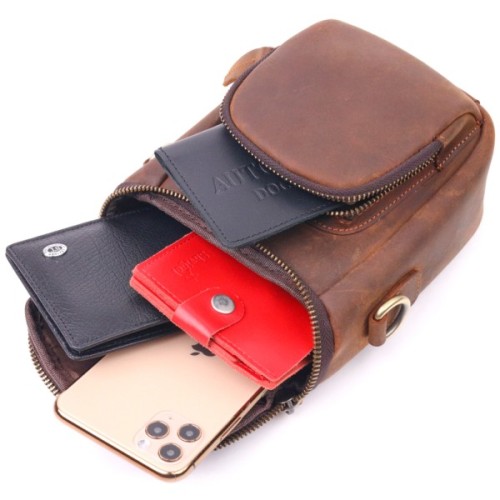 Сумка Vintage Чоловіча з натуральної вінтажної шкіри Коричнева (21295)