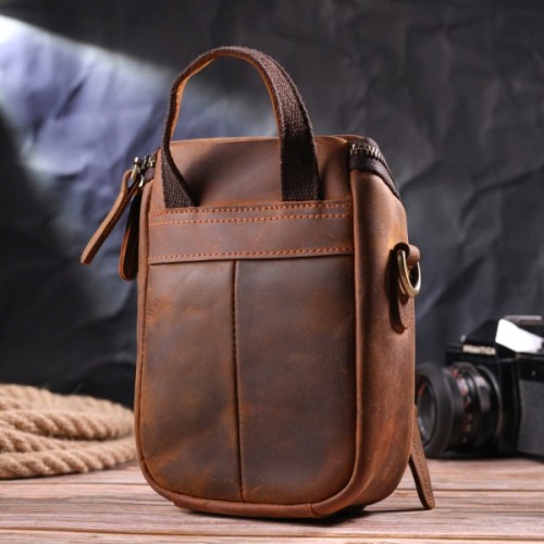 Сумка Vintage Чоловіча з натуральної вінтажної шкіри Коричнева (21295)