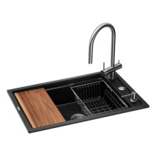 Мийка кухонна GRANADO Royal Artes black shine (+ подрібнювач Algar 1000 + змішувач Ferrol inox + дозатор Redondo inox (ksg1301)