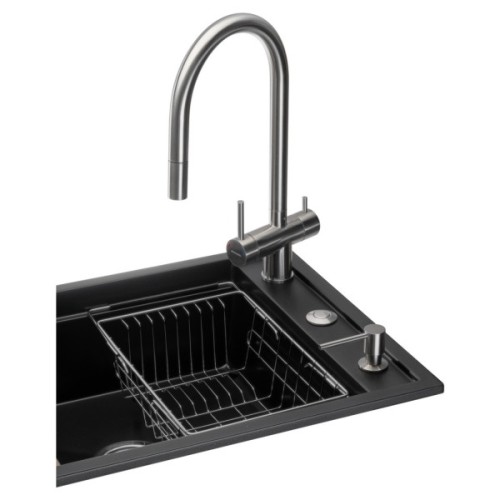 Мийка кухонна GRANADO Royal Artes black shine (+ подрібнювач Algar 1000 + змішувач Ferrol inox + дозатор Redondo inox (ksg1301)