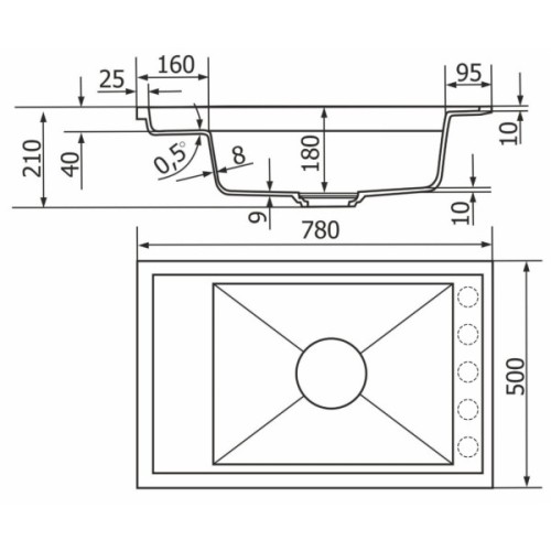 Мийка кухонна GRANADO Royal Artes black shine (+ подрібнювач Algar 1000 + змішувач Ferrol inox + дозатор Redondo inox (ksg1301)