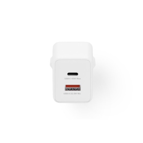 Зарядний пристрій Digitus 1xUSB-C + 1xUSB PD45W GaN white (DA-10302)