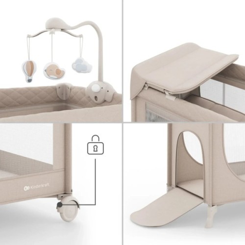 Дитячий манеж Kinderkraft с пеленатором Leody Up Beige (5902533930128)