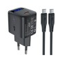 Зарядний пристрій Acefast USB-C 20W GaN + cable USB-C with digital display black (6974316284420)