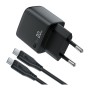 Зарядний пристрій Acefast USB-C 20W GaN + cable USB-C with digital display black (6974316284420)