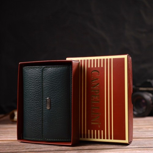 Гаманець Canpellini З натуральної шкіри флотар Зелений (21812)