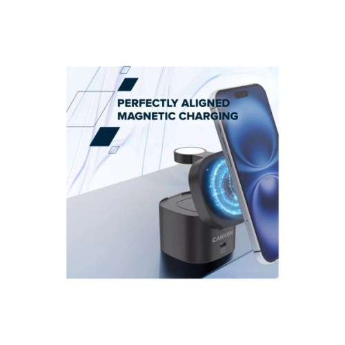 Зарядний пристрій Canyon 4-in-1 wireless charging stand 30W + charger 65W + cable 1.0m black (CNS-WCS405B)