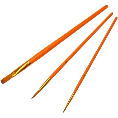 Пензлик для малювання Maxi набір 3 шт синтетичний ворс,пласка (№ 12), круглі (№2, 6) коротка ручка (MX60880)